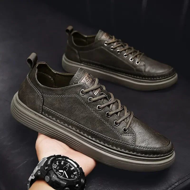 Classic Men's Sneakers Platform Slip-On Casual Leather Sneakers New Comfort Flat Spring Loafers Shoes