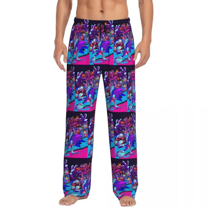 Custom Print Men's Soniced Pajama Pants Hedgehog Game Sleepwear Sleep Lounge Bottoms with Pockets