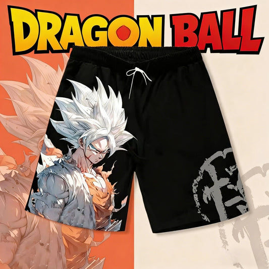 Dragon Ball Goku Ultra Instinct Go Kanji Print Quick Dry Shorts 2026 Summer Plus Size Casual Shorts for Anime Fans Adults & Kids