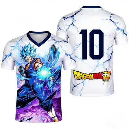 2026 Dragon Ball Pattern Football Shirt Messi No.10 Jersey Autumn Sports Quick Drying Men's T-shirt Children's Clothing T-shirt