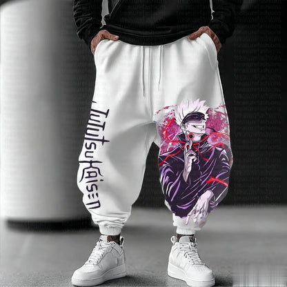 Jujutsu Kaisen Herren-Jogginghose, locker geschnittene Casual-Sweathose mit japanischem Anime-Print, Streetwear-Grafik, Hip-Hop-Hose, Y2K-Kleidung