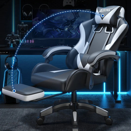 Modern Gaming Chair with Lumbar Support High Back Swivel Office Chair Reclining Computer Seat for Long Sitting Home Gaming Throne