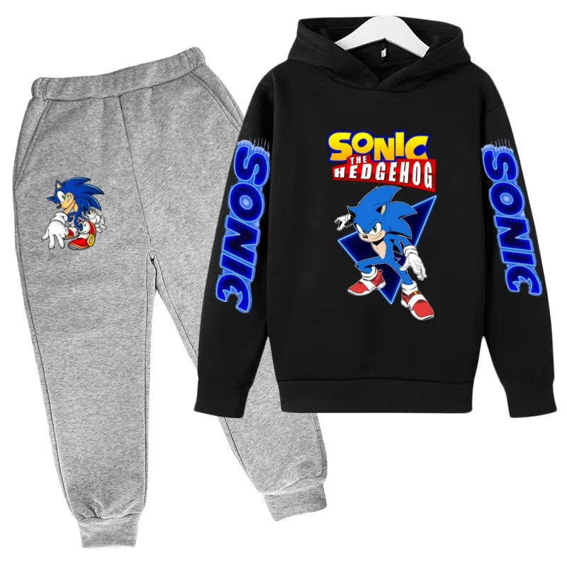 Kids Supersonic Clothing Jogging Blue Sweatshirt Top Coat+Pants Two-piece set Hoodie Boys Girls3-12Yrs Clothes Casual Sports Set