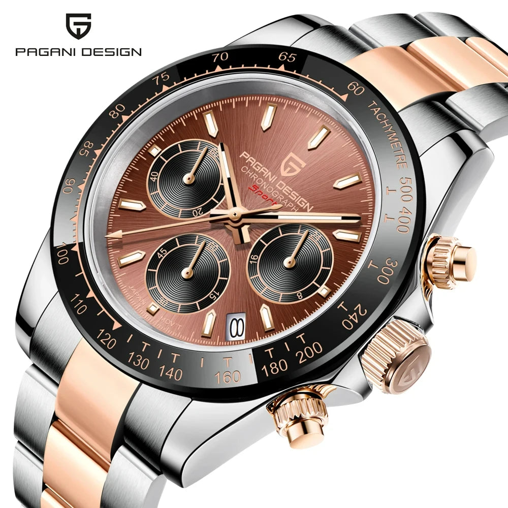 PAGANI DESIGN chronograafhorloge voor heren – Luxe quartz-polshorloge, verlicht en waterdicht.