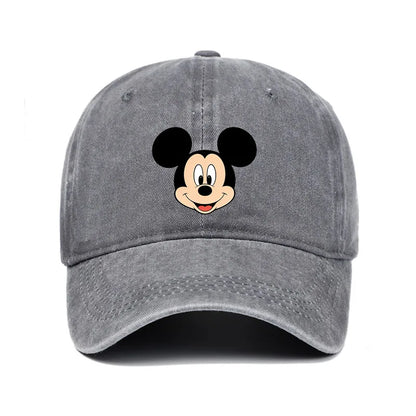 Unisex Vintage Washed Mickey Minnie Print Baseball Cap for Men Women Cartoon Trucker Hat Adjustable Snapback Casual Hip Hop Hat