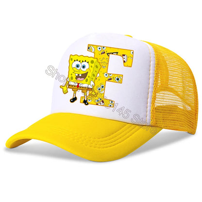 New Spongebob Children Baseball Caps Kawaii Cartoon Letter Printed Hat Kids Casual Sun Hat Adjustable Peaked Cap Birthday Gifts