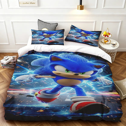 Popular Sonic Cartoon Role Characters Print Bedding Set Duvet Cover Comforter Bed Youth Kids Girl Boys Luxury Birthday Gift soft