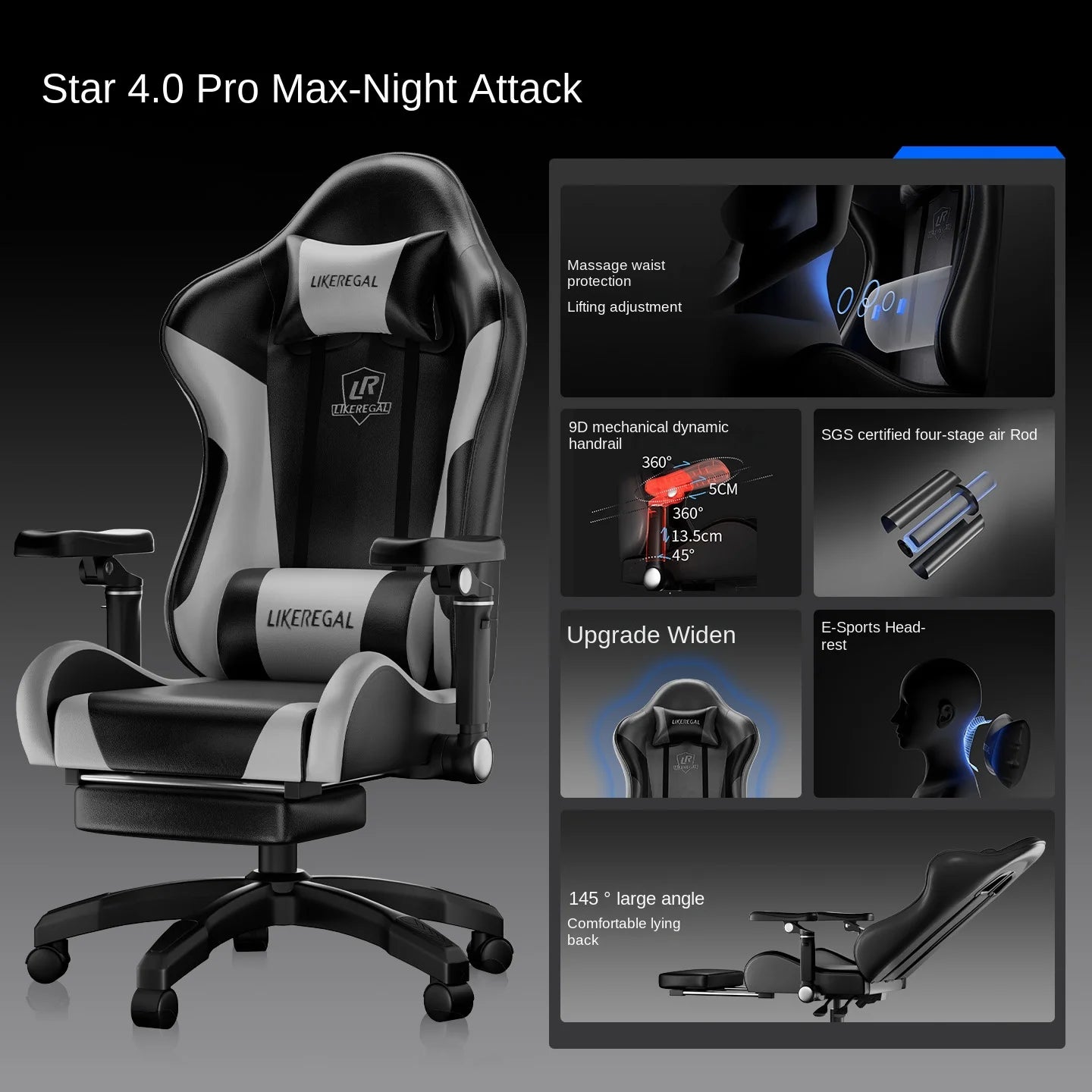 New Gaming Chair 9D Mechanical Dynamic Armrests 3D Lumbar Support Wide Seat Ergonomic Chair Gaming Live Streaming Swivel Chair