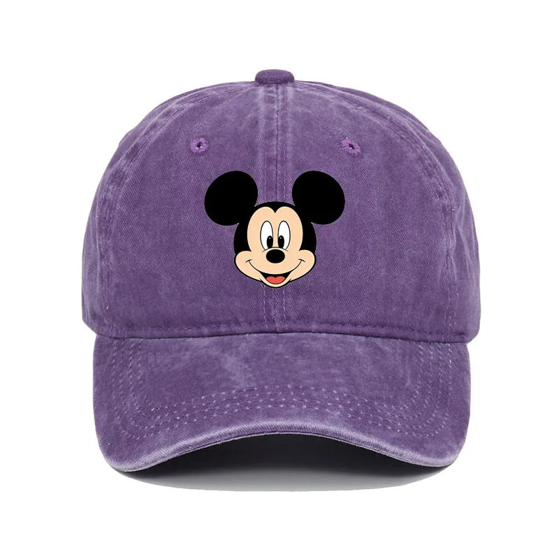 Unisex Vintage Washed Mickey Minnie Print Baseball Cap for Men Women Cartoon Trucker Hat Adjustable Snapback Casual Hip Hop Hat