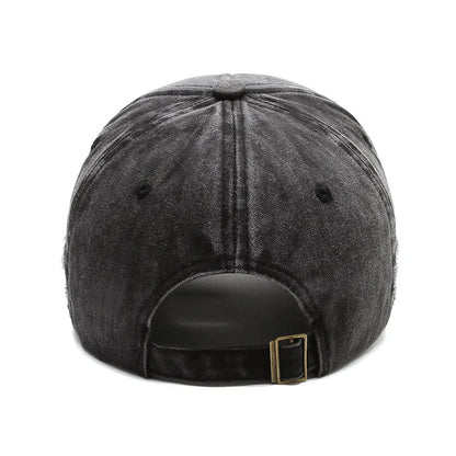 Vintage Embroidery Letter Bull Washed Baseball Cap, Retro Sun Hat for Men Women, Casual Hip Hop Peak Cap