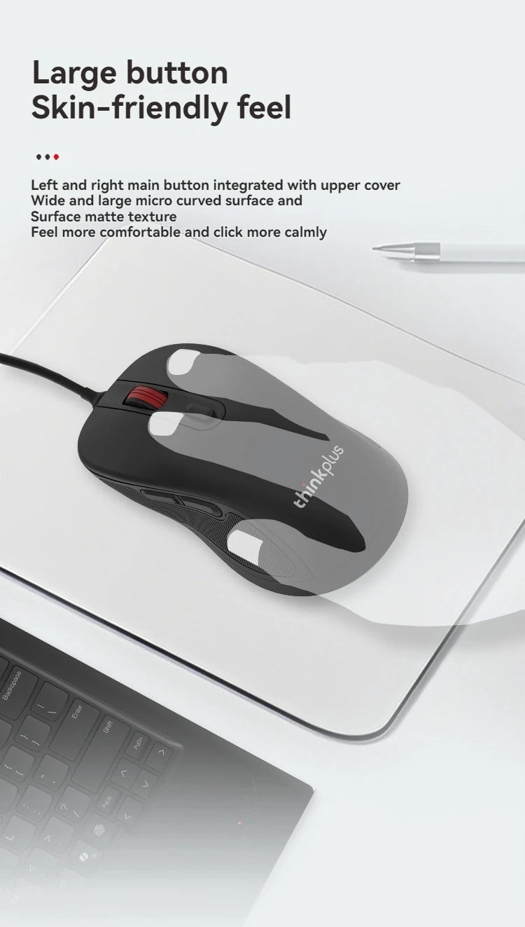 Original Lenovo Wired Mouse M10Pro USB Interface Driver-Free Gaming Office Simple Optical 6-Button Notebook Desktop Computer