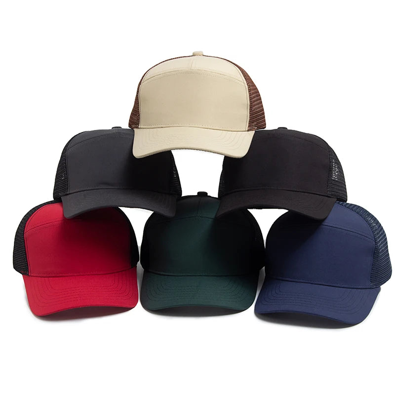Vasaros 7-panelė beisbolo kepurė, mados hip-hopo tinklinės kepurės vyrams, „Trucker“ kepurė su snapback užsegimu, moterims, unisex, naujas madingas prekės ženklas
