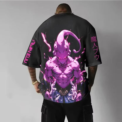 Dragon Ball 2025 Summer Men'sLoose Version T-Shirt New Street Wear Majin Buu Animation Printing Casual Wear Parent Child Top