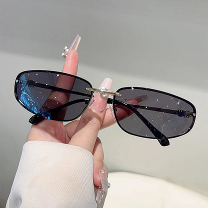 Alloy Rimless Square Sunglasses Women New in Stylish Outdoor Decor Shades Women Trendy Pink Silver Designer Mirror Sun Glasses