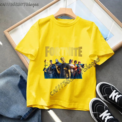 T-shirt infantil de verão Fortnite Bottle Royale — T-shirt de aniversário e festa para menino, manga curta em algodão