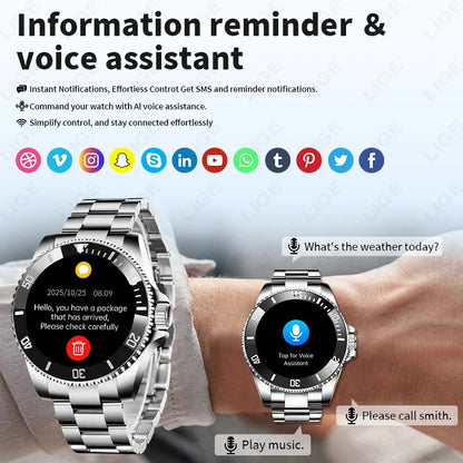 LIGE 2026 Smartwatch for Men  1.27" HD Display, Bluetooth Calling, IP68 Waterproof, Heart Rate & Fitness Monitor