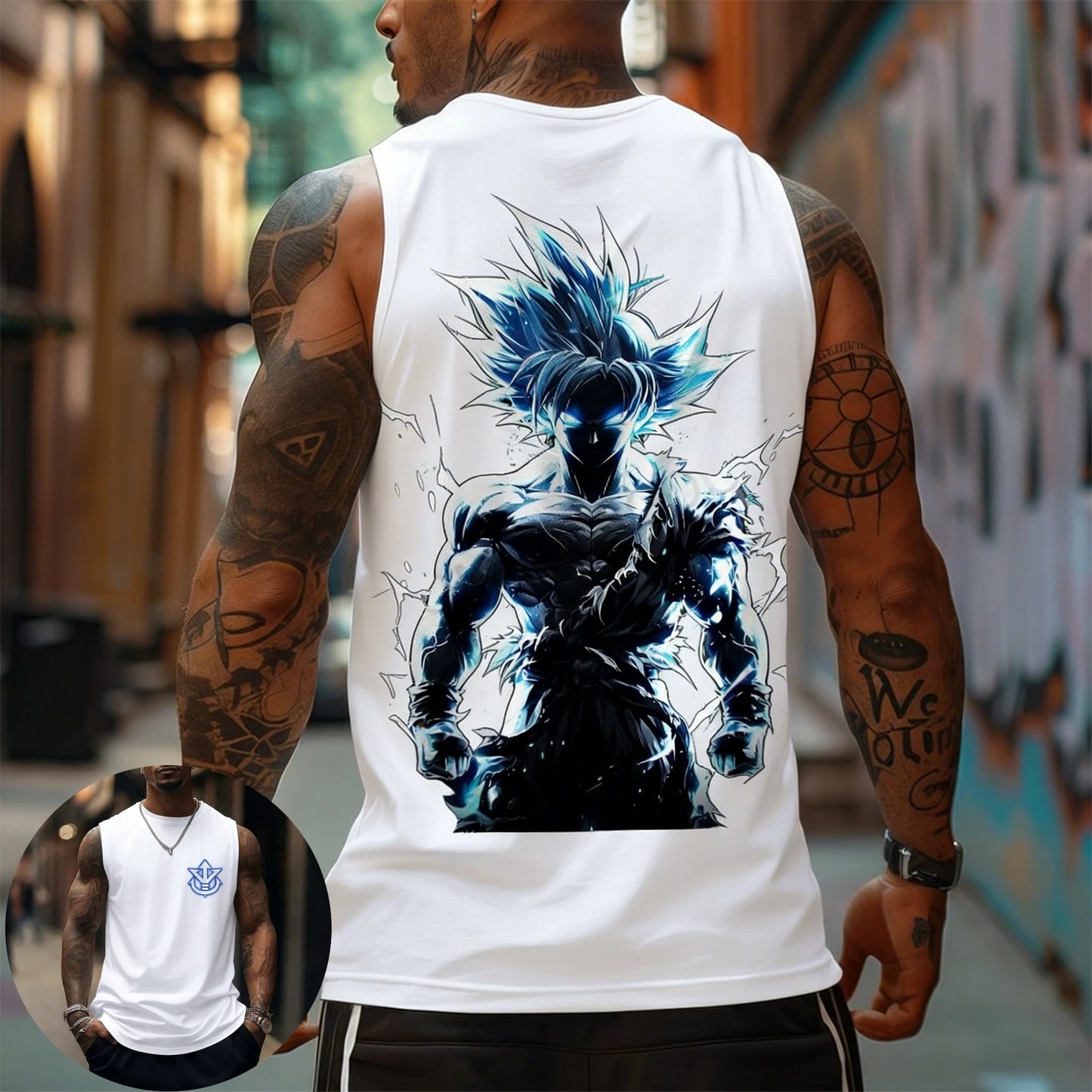 Dragon Ball Super Saiyan Sports Vest Men's and Women's Same Summer Fitness Running Street Breathable Sleeveless Top Anime Vest