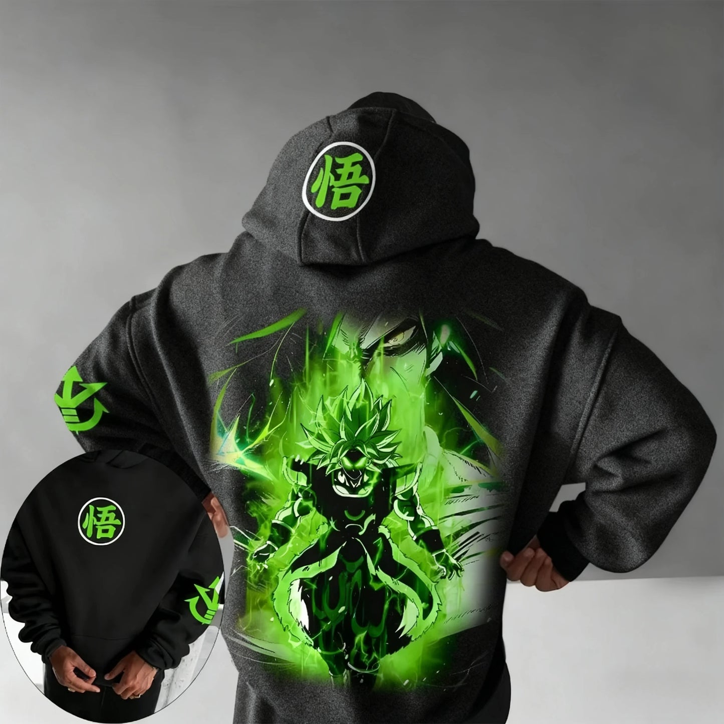 Sweatshirt com Capuz Dragon Ball Anime Broli Estampada Outono/Inverno Nova para Homem e Mulher, Corte Largo Casual Harajuku, Tamanho Grande, Modelo Pai e Filho