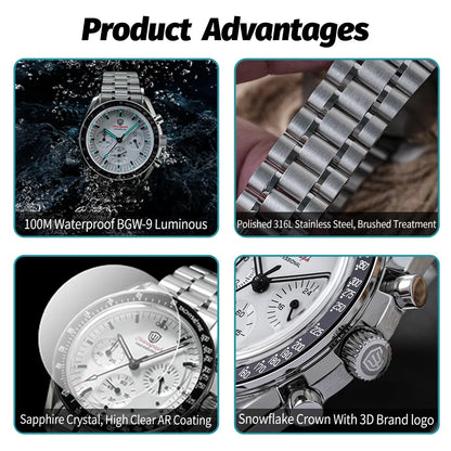 Watchdives New Wd1863 Quartz Men Watch VK63 Chronograph Bubble Sapphire Waterproof 39Mm Steel Top Brand Luxury Business Watch