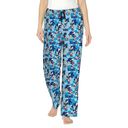 Custom Printed Womens Soniced Pajama Pants Hedgehog Game Sleepwear Sleep Lounge Bottoms with Pockets