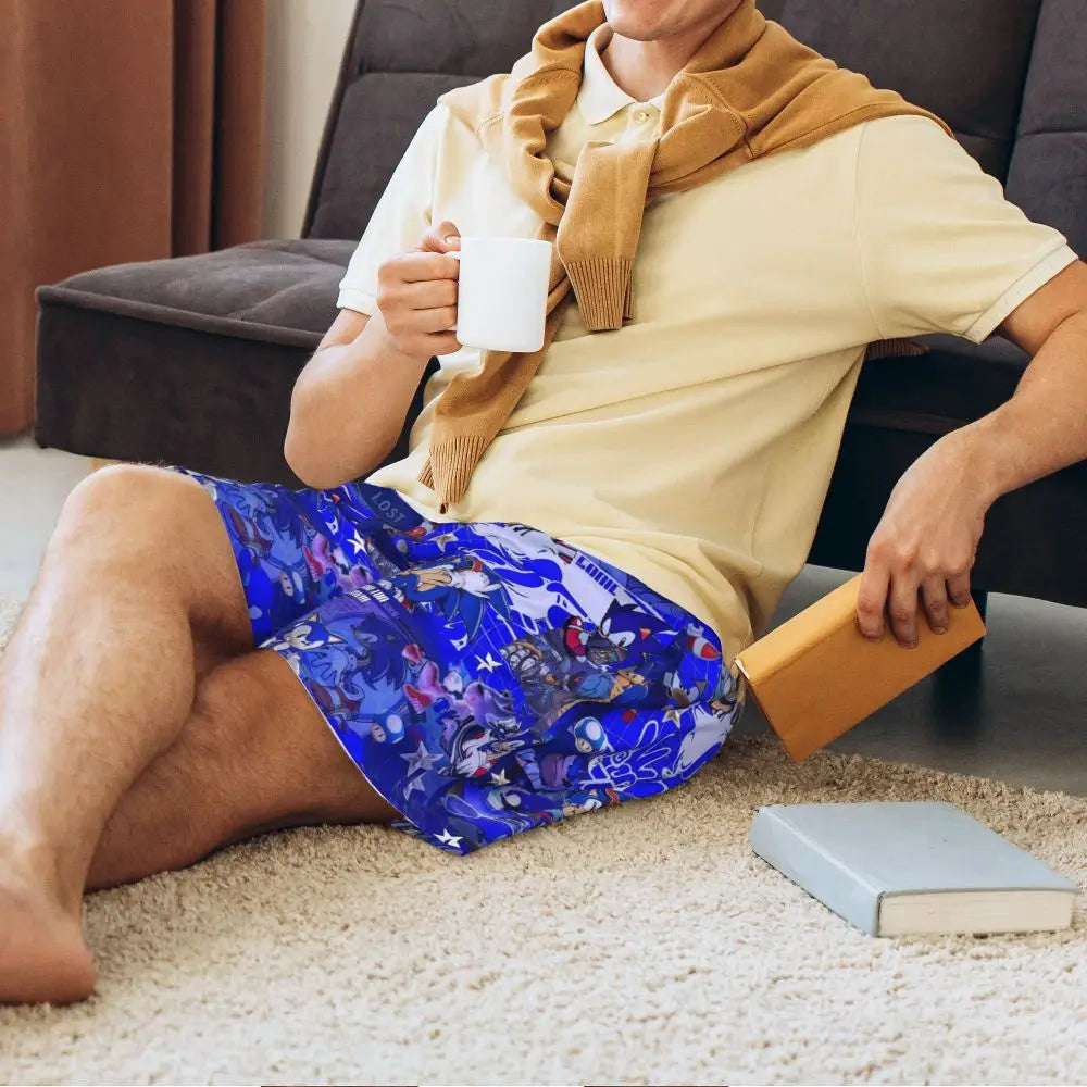 Custom Shadow The Hedgehog Sonic Poster Short Pajama Pants Men Sleepwear Sleep Lounge Bottom Shorts Sleeping Pants