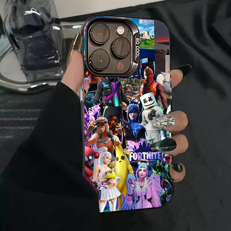 1pc Game F-fornite Phone Case Phone Case IMD Color Silver Shell For IPhone 16 15 14 13 12 11 Pro Max Plus