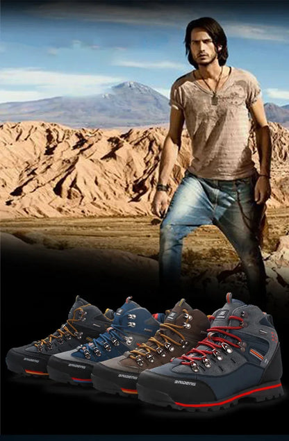 Lynjacye Mid Cut 2025 New Waterproof Hiking Boots Training Shoes Men Sports Shoes Outdoor Non-Slip Woodland Hunting Work Shoes