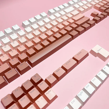 RGB-Gamer-Tastenkappen mit Farbverlauf-Hintergrundbeleuchtung für mechanische Tastaturen mit MX-Switches, OEM-Profil, PBT-Keycaps, Weiß/Blau, ISO-Layout, DIY-Tastenkappen