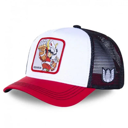 Saint Seiya Bawełniana czapka z daszkiem typu snapback z motywem anime i kreskówek, dla mężczyzn i kobiet, w stylu hip-hopowym, czapka typu trucker z siateczką, dropshipping