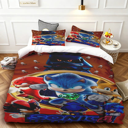 Popular Sonic Cartoon Role Characters Print Bedding Set Duvet Cover Comforter Bed Youth Kids Girl Boys Luxury Birthday Gift soft