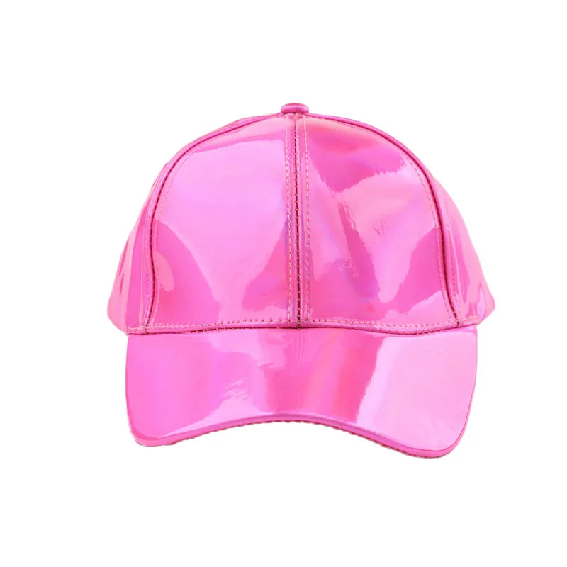 Unisex PU Rainbow Color Changing Baseball Hat Fashion Adult Laser Hip Hop Cap Outdoor Casual Snapback Shiny Party Dressing Hat