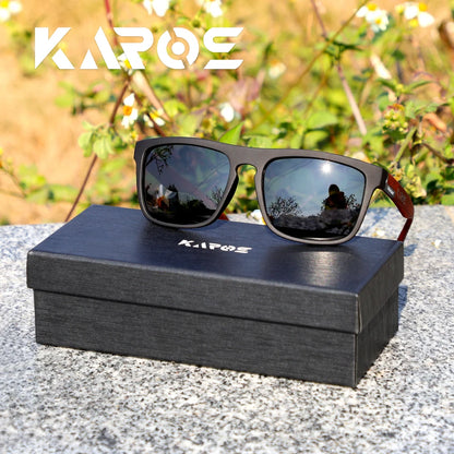 Karos Vintage Polarized Sunglasses Fashion Square Travel Driving Fishing Glasses Men Women Sports UV400 Eyewear Box YZ2024WB