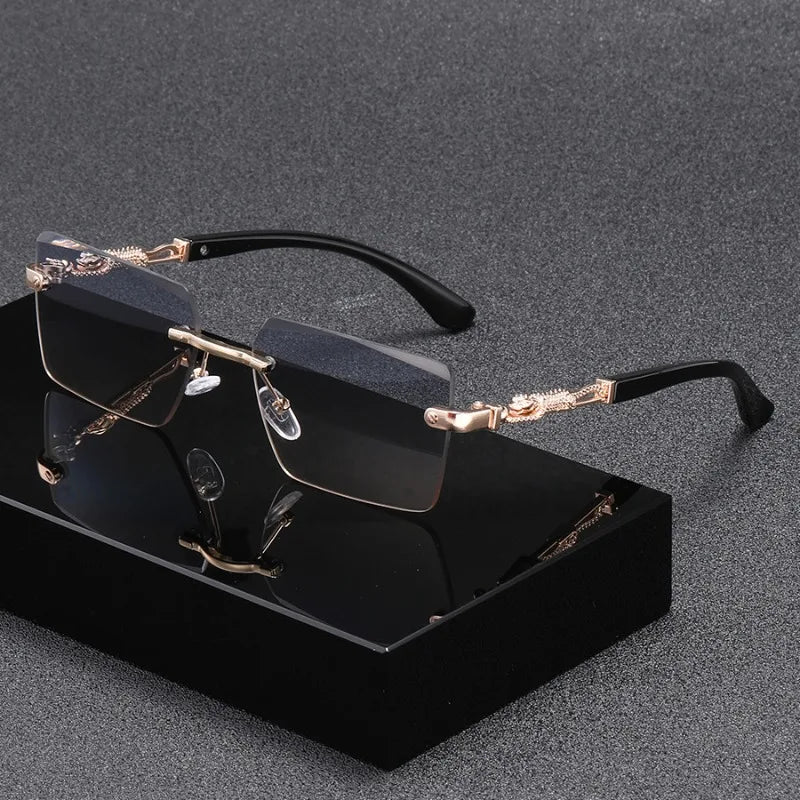 Occhiali da sole rettangolari senza montatura alla moda per donna e uomo, occhiali da sole di lusso, occhiali da sole quadrati per donna e uomo, occhiali da spiaggia e da viaggio
