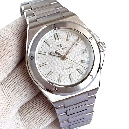 Tandorio New Black Luxury Business Engineer Style Men's Mechanical Watch Sapphire Glass 100m Waterproof NH35A Automatic Watches