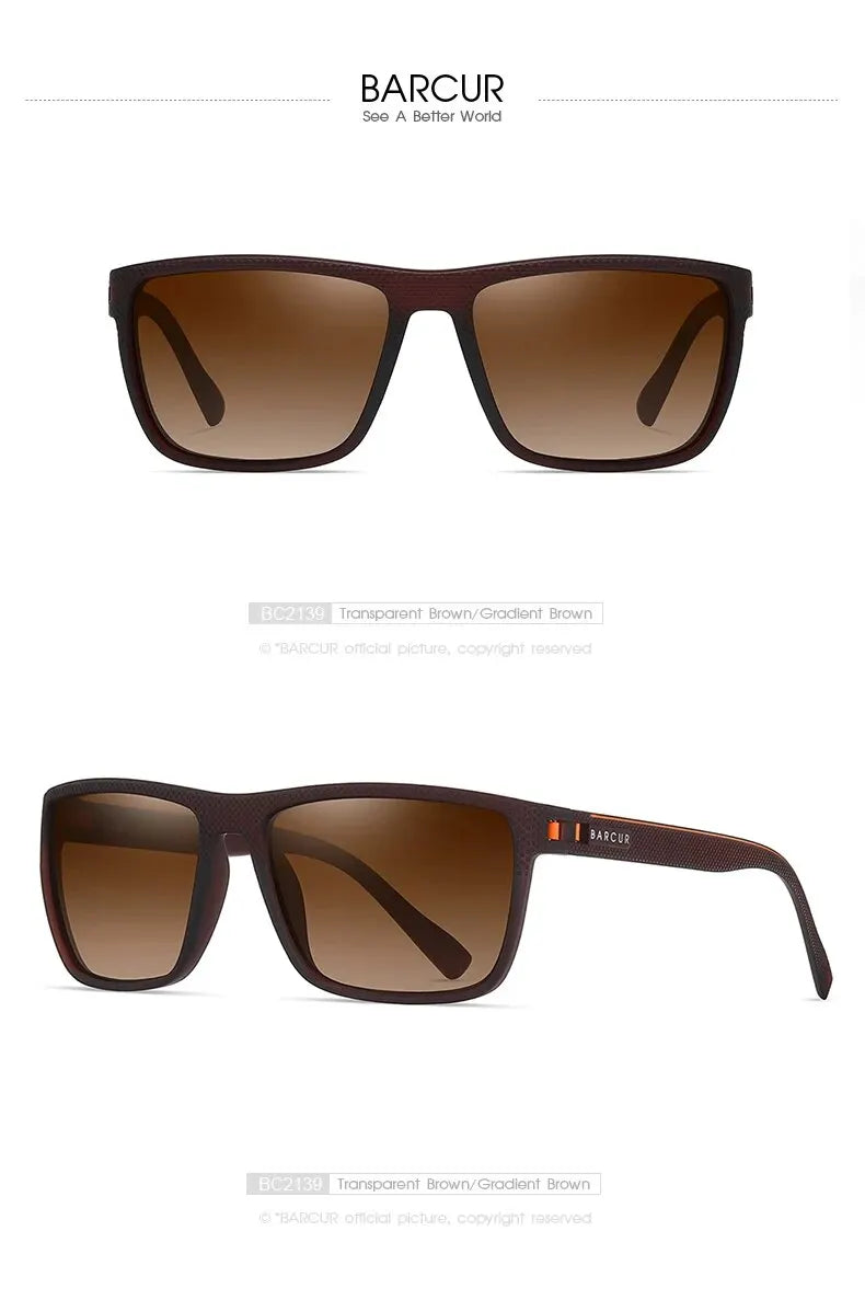 BARCUR Design TR90 Sunglasses Men Polarized Light Weight Sports Sun Glasses Women Eyewear Accessory Oculos UVAB Protection