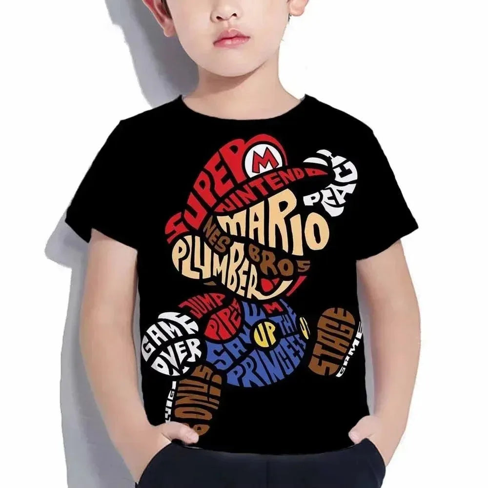 2026 New Anime Super Mario T Shirt Summer Fashion Casual T-shirt Boy Girl Unisex Children's Clothing Tshirt ventilate Tops
