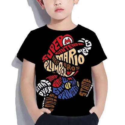 2026 New Anime Super Mario T Shirt Summer Fashion Casual T-shirt Boy Girl Unisex Children's Clothing Tshirt ventilate Tops