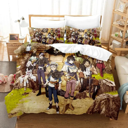 Black Clover Bettwäsche-Set Einzel Doppel Full Queen King Size Anime-Bettbezug-Set für Erwachsene und Jungen 2024 Deckenbezug Kissenbezug