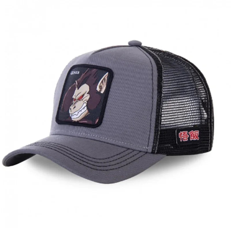 Czapka z motywem Dragon Ball Son Goku – letnia czapka podróżna z daszkiem, męska czapka z haftem w stylu hip-hopowym, z daszkiem przeciwsłonecznym, regulowana czapka typu trucker z siateczką