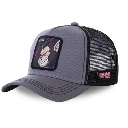 Czapka z motywem Dragon Ball Son Goku – letnia czapka podróżna z daszkiem, męska czapka z haftem w stylu hip-hopowym, z daszkiem przeciwsłonecznym, regulowana czapka typu trucker z siateczką