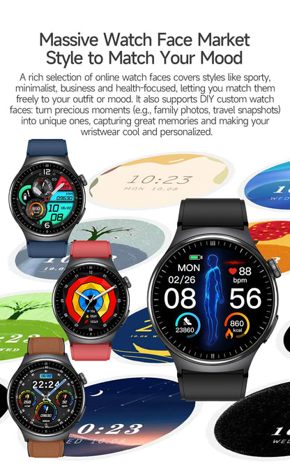 2026 AI Health Smartwatch ECG + PPG, Blood Pressure, Uric Acid & Body Fat Monitoring, AMOLED Display & Bluetooth Calling