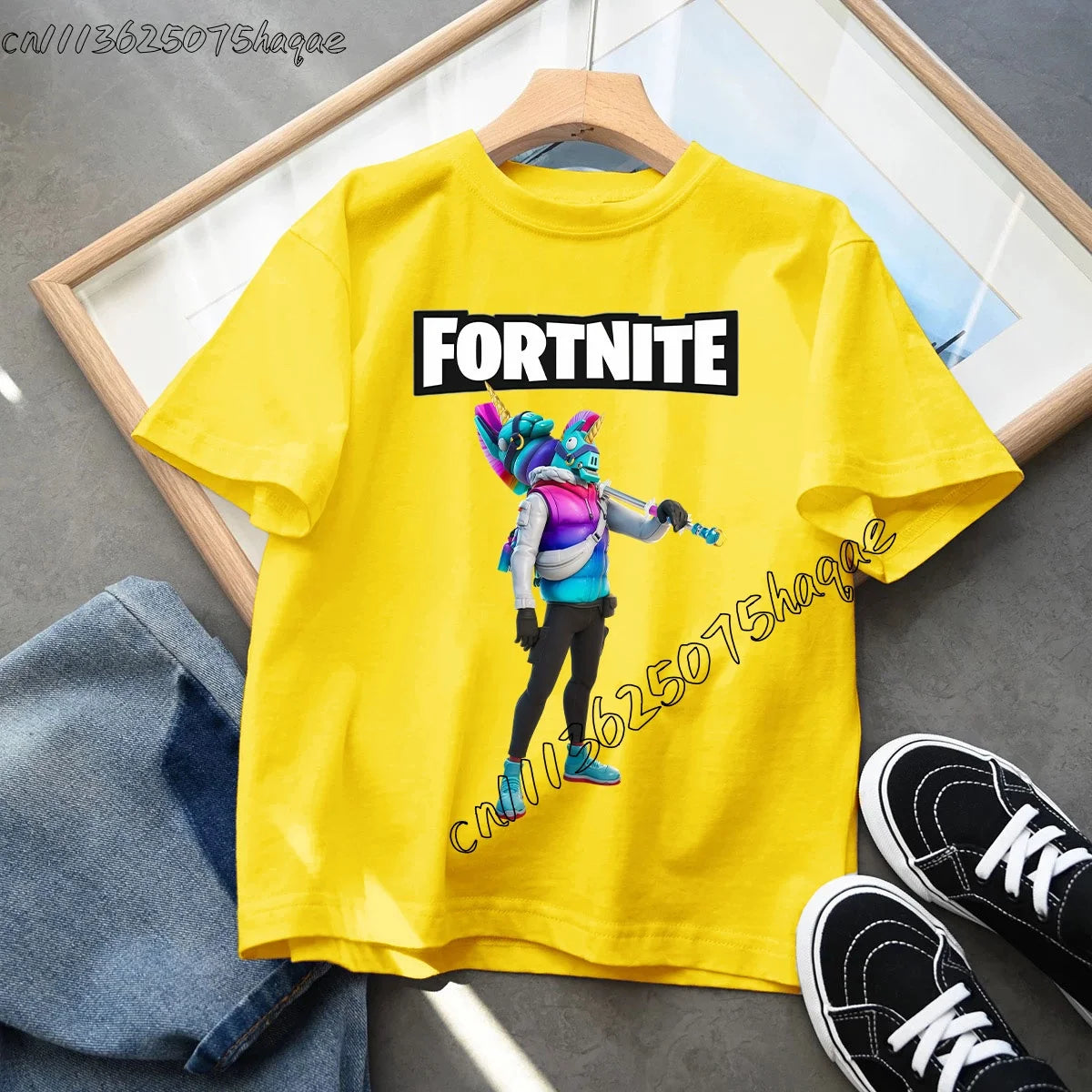 T-shirt infantil de verão Fortnite Bottle Royale — T-shirt de aniversário e festa para menino, manga curta em algodão