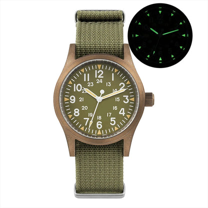 Militado ML05 38mm Vintage Watch VH31 Quartz Movement Field Watches Domed Sapphire Crystal With High Clear AR Coating Wristwatch