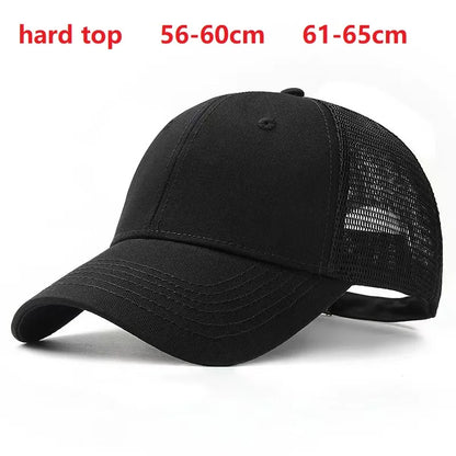 Unisex Quick Dry Big Head Mesh Baseball Cap Adjustable plus Size Summer Snapback Hat Comfortable Breathable 56-65cm