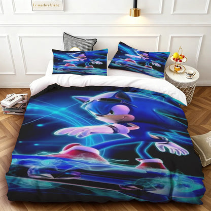 Cartoon Kids Sonics Duvet Cover Cool Bedding Set Comforter Cover with Pillowcase Queen King Bedroom Children Teens beautiful