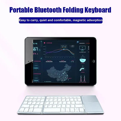 Dreifach faltbare Bluetooth-Tastatur mit Touchpad – tragbare Mini-Tastatur, wiederaufladbare kabellose Tastatur für Windows, Android und iOS