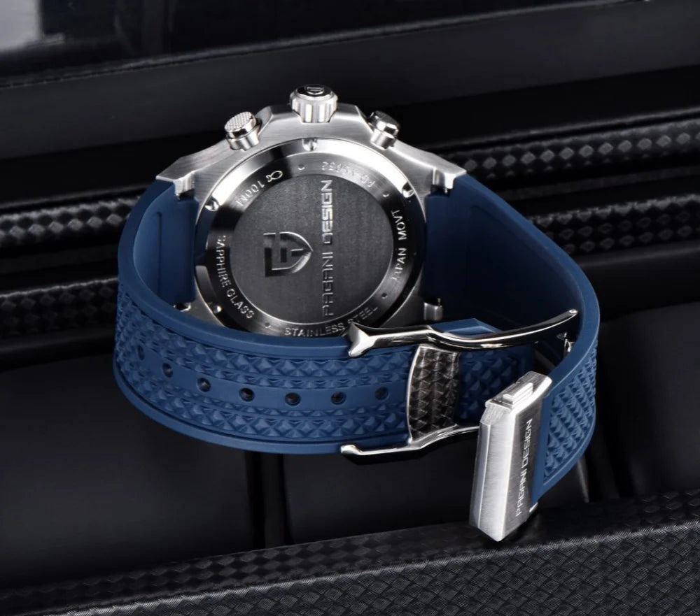PAGANI DESIGN PD-YS032 Herren-Quarzuhr 44mm Japan VK64 Uhrwerk Edelstahlgehäuse Kautschukarmband Saphirglas 100M wasserdicht
