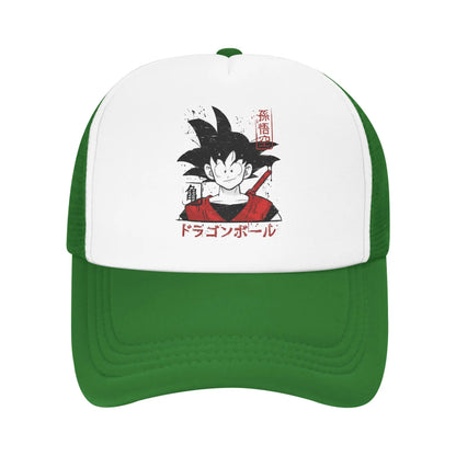 Japońska czapka z daszkiem Goku z serii Dragon Ball Z z siateczką – unisex, modne czapki przeciwsłoneczne, czapki typu snapback, czapki wędkarskie, zimowe czapki typu trucker