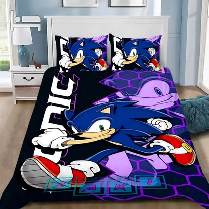 Exquisite 3D Cartoon Sonics Duvet Cover Anime Digital Printing Bedding Set Comforter Bed Youth Kids Girl Boys Gift