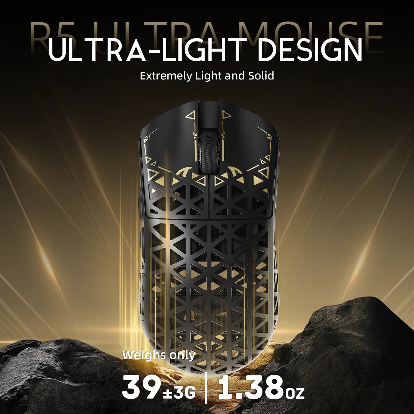 ATTACK SHARK R5Ultra Carbon Fiber Wireless 8K PAW3950MAX Gaming-Maus mit 8K-Spiralkabel,